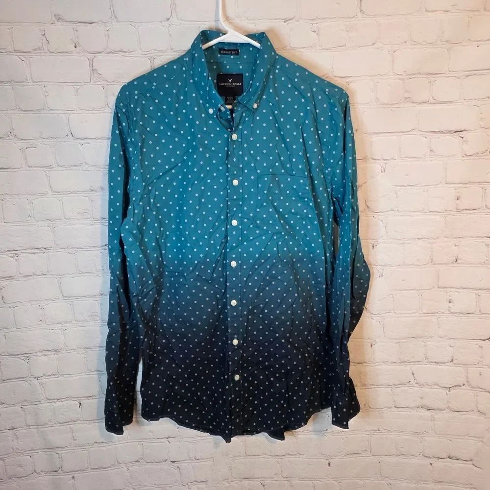 American Eagle Outfitters Tri-Colored Longsleeve Button-Down Shirt, Size MT